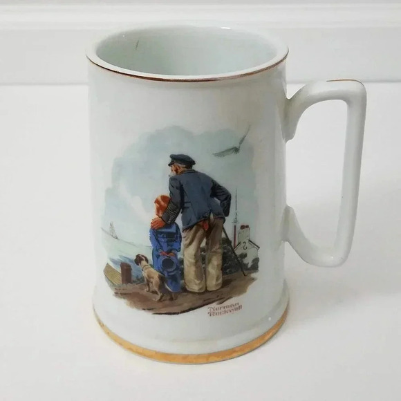 Norman Rockwell Looking Out To Sea Porcelain Mug - Picture 1 of 4